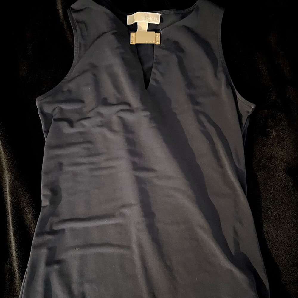 Michael Kors sleeveless top with gold logo plate detail
